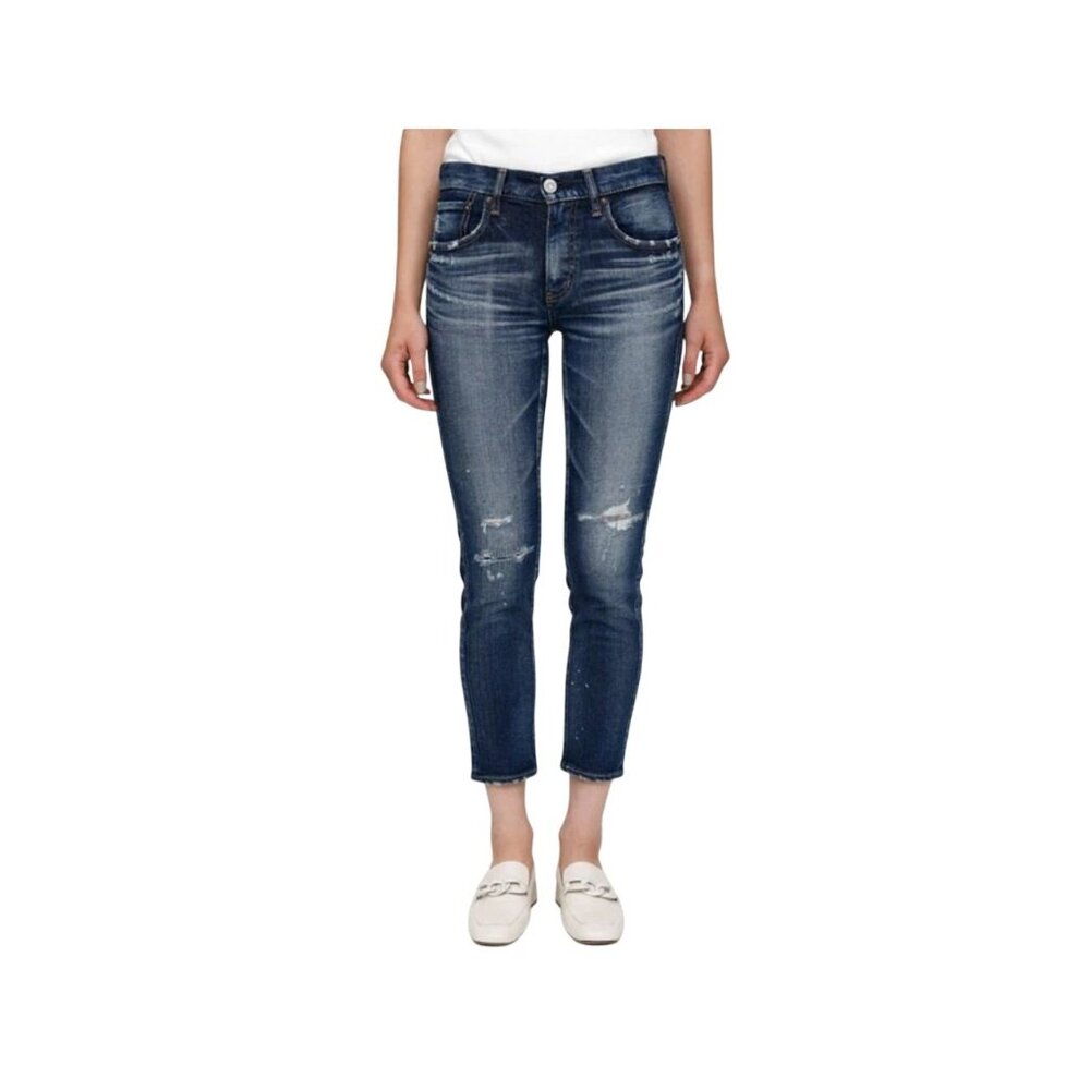 MOUSSY Vintage Distressed Lancaster Skinny Dark Blue Denim Jeans SZ 25